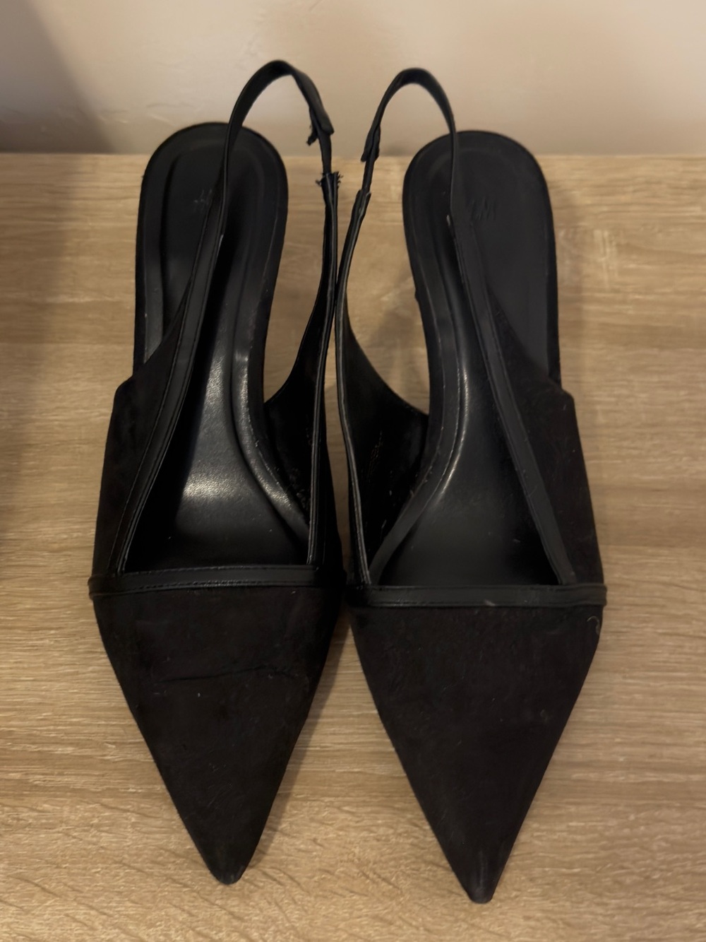 H&M Black Pointed Slingback Mules